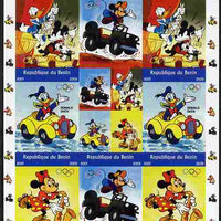 Benin 2009 Beijing Olympics #5 - Disney Characters (Mickey, Minnie & Donald) imperf sheetlet containing 8 values plus label unmounted mint