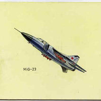 Bernera 1982 Aircraft #14 (MIG-23) original artwork by R A Sherrington of the B L Kearley Studio, watercolour on board 160 x 135 mm plus issued perf sheetlet incorporating this image