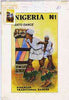 Nigeria 1992 Nigerian Dances - original hand-painted artwork for N1 value as issued (Sato Dance) by NSP&MCo Staff Artist Mrs A O Adeyeye on card 5" x 9" endorsed B1, plus stamp sized machine proof in colour but without inscriptions or value