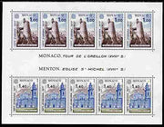 Monaco 1977 Europa - Views perf sheetlet containing five sets of two unmounted mint, SG MS 1304
