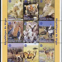 Niger Republic 1998 Animals of the World perf sheetlet containing 9 values (each with Rotary Logo) unmounted mint. Note this item is privately produced and is offered purely on its thematic appeal
