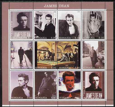 Koriakia Republic 2000 James Dean perf sheetlet containing 12 values unmounted mint