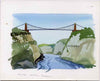Staffa 1982 Bridges (Clifton Bridge) original artwork by R A Sherrington of the B L Kearley Studio, watercolour on board 150 x 100 mm plus issued perf sheetlet incorporating this image