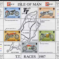 Isle of Man 1987 80th Anniversary of TT Motorcycle Racing m/sheet (with Capex 87 imprint) unmounted mint, SG MS 353