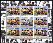 Angola 2000 Millennium 2000 - History of Animation #3 perf sheetlet containing 8 values plus label (the 7 Dwarfs) unmounted mint. Note this item is privately produced and is offered purely on its thematic appeal (with Chaplin, Bab……Details Below