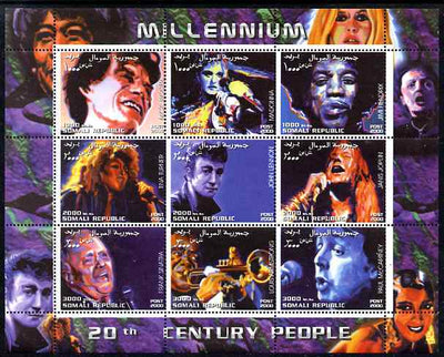 Somalia 2000 Millennium - 20th Century People #2 perf sheetlet containing set of 9 values unmounted mint. Note this item is privately produced and is offered purely on its thematic appeal