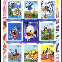 Benin 2008 Beijing Olympics - Disney Characters & Sports #2 imperf sheetlet containing 8 values plus label unmounted mint