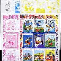 Benin 2008 Beijing Olympics - Disney Characters & Sports #2 sheetlet containing 8 values plus label, the set of 5 imperf progressive proofs comprising the 4 individual colours plus all 4-colour composite, unmounted mint