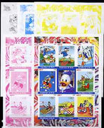 Benin 2008 Beijing Olympics - Disney Characters & Sports #2 sheetlet containing 8 values plus label, the set of 5 imperf progressive proofs comprising the 4 individual colours plus all 4-colour composite, unmounted mint