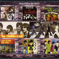 Benin 2009 The Beatles (The Cavern Club) perf sheetlet containing set of 6 values plus 3 labels fine cto used
