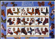 Somalia 2003 Horses & Butterflies (also showing Baden Powell and Scout & Guide Logos) perf sheetlet containing 9 values unmounted mint