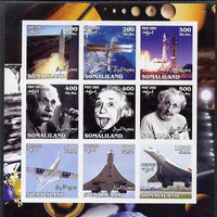 Somaliland 2002 Space, Einstein & Concorde imperf sheetlet containing set of 9 values unmounted mint. Note this item is privately produced and is offered purely on its thematic appeal