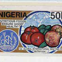 Nigeria 1992 Conference on Nutrition - original hand-painted artwork for 50k value (Fruit & vegetables) by Godrick N Osuji on card 9"x5" endorsed A1