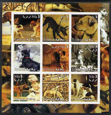 Eritrea 2002 Dogs imperf sheetlet containing 9 values unmounted mint