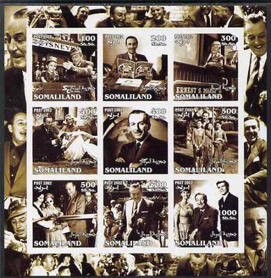 Somaliland 2002 Walt Disney #2 imperf sheetlet containing 9 values, unmounted mint