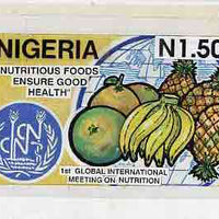Nigeria 1992 Conference on Nutrition - original hand-painted artwork for N1.50 value (Fruit) by Godrick N Osuji on card 9"x5" endorsed C1