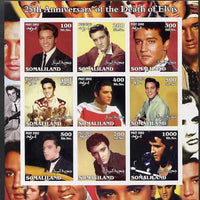 Somaliland 2002 25th Death Anniversary of Elvis Presley #2 imperf sheetlet containing 9 values, unmounted mint