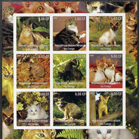 Congo 2002 Domestic Cats imperf sheetlet containing 9 values unmounted mint. Note this item is privately produced and is offered purely on its thematic appeal