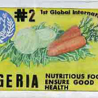 Nigeria 1992 Conference on Nutrition - original hand-painted artwork for N2 value (Vegetables) by unknown artist on board 9"x5" endorsed D2