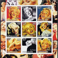 Somaliland 2002 Marilyn Monroe #1 imperf sheetlet containing 9 values unmounted mint. Note this item is privately produced and is offered purely on its thematic appeal