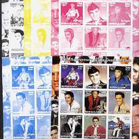 Somaliland 2002 25th Death Anniversary of Elvis Presley #1 sheetlet containing 9 values - the set of 5 imperf progressive proofs comprising the 4 individual colours plus all 4-colour composite, unmounted mint