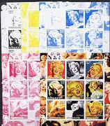 Somaliland 2002 Marilyn Monroe #1 sheetlet containing 9 values - the set of 5 imperf progressive proofs comprising the 4 individual colours plus all 4-colour composite, unmounted mint