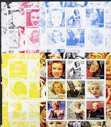 Somaliland 2002 Marilyn Monroe #2 sheetlet containing 9 values - the set of 5 imperf progressive proofs comprising the 4 individual colours plus all 4-colour composite, unmounted mint