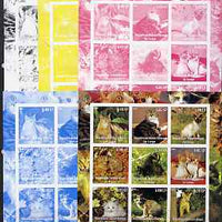 Congo 2002 Domestic Cats sheetlet containing 9 values - the set of 5 imperf progressive proofs comprising the 4 individual colours plus all 4-colour composite, unmounted mint