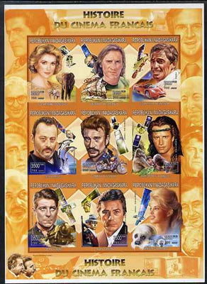 Madagascar 1999 French Cinema Stars imperf sheetlet containing complete set of 9 values unmounted mint