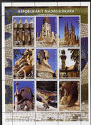 Madagascar 2000 Architecture by Antonio Gaudi perf sheetlet containing complete set of 9 values unmounted mint