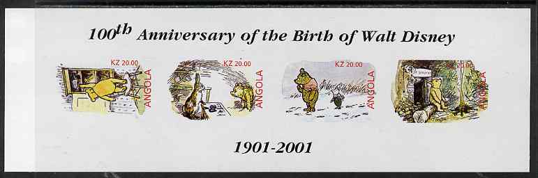 Angola 2001 Birth Centenary of Walt Disney imperf sheetlet containing 4 values (Winnie the Pooh) unmounted mint