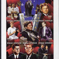 Central African Republic 1997 Homage to John Kennedy perf sheetlet containing 9 values unmounted mint. Note this item is privately produced and is offered purely on its thematic appeal