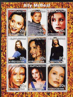 Kyrgyzstan 2000 Ally McBeal perf sheetlet containing complete set of 9 values unmounted mint