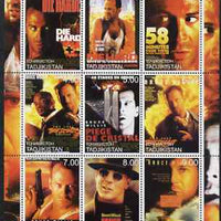 Tadjikistan 2000 History of the Cinema - Bruce Willis perf sheetlet containing 9 values unmounted mint