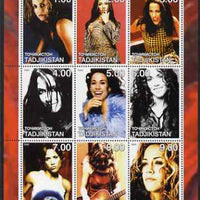 Tadjikistan 2000 Sheryl Crow perf sheetlet containing 9 values unmounted mint
