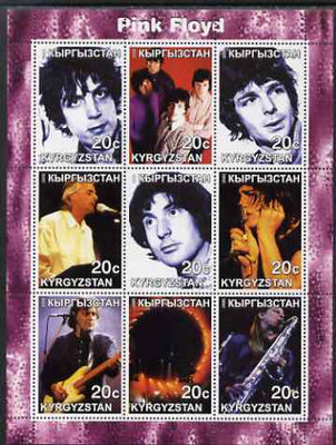 Kyrgyzstan 2000 Pink Floyd perf sheetlet containing complete set of 9 values unmounted mint