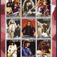 Turkmenistan 2000 Led Zeppelin perf sheetlet containing complete set of 9 values unmounted mint. Note this item is privately produced and is offered purely on its thematic appeal
