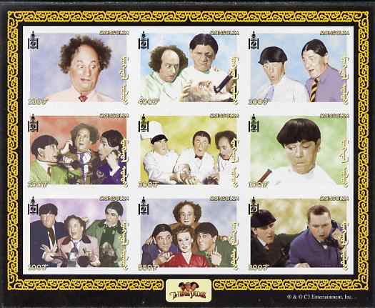 Mongolia 2001 The Three Stooges (Comedy series) imperf sheetlet containing 9 values unmounted mint, as SG MS 2945