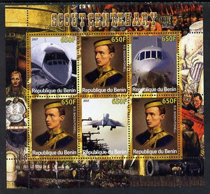 Benin 2007 Scout Centenary & Concorde perf sheetlet containing 6 values unmounted mint