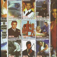 Turkmenistan 2001 Icons of the 20th Century - James Bond perf sheetlet containing set of 9 values unmounted mint