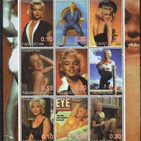 Tadjikistan 2001 Icons of the 20th Century - Marilyn Monroe perf sheetlet containing set of 9 values unmounted mint