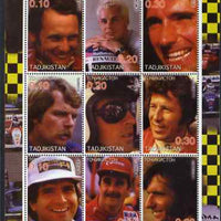 Tadjikistan 2001 Icons of the 20th Century - Formula 1 perf sheetlet containing set of 9 values unmounted mint