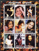 Tadjikistan 2000 Jennifer Lopez perf sheetlet containing 9 values unmounted mint