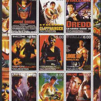 Tadjikistan 2000 History of the Cinema - Silvester Stallone perf sheetlet containing 9 values unmounted mint