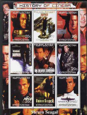 Kyrgyzstan 2000 History of the Cinema - Steven Seagal perf sheetlet containing 9 values unmounted mint