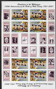 Angola 1999 Countdown to the Millennium #04 (1930-1939) & Birth Centenary of Walt Disney imperf sheetlet containing 4 values (7 Dwarfs) se-tenant pair of sheetlets in tete-beche format from uncut proof sheet, scarce thus
