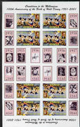 Angola 1999 Countdown to the Millennium #04 (1930-1939) & Birth Centenary of Walt Disney imperf sheetlet containing 4 values (7 Dwarfs) se-tenant pair of sheetlets in tete-beche format from uncut proof sheet, scarce thus