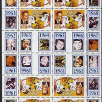 Angola 1999 Countdown to the Millennium #07 (1960-1969) & Birth Centenary of Walt Disney perf sheetlet containing 4 values (101 Dalmations) se-tenant pair of sheetlets in tete-beche format from uncut proof sheet, scarce thus