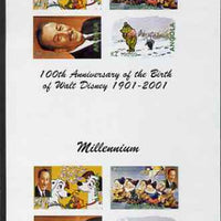 Angola 2000 Millennium & Birth Centenary of Walt Disney imperf sheetlet containing 4 values, se-tenant pair of sheetlets from uncut proof sheet, scarce thus