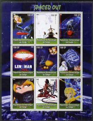 Congo 2004 Japanese Animated Movies - Spaced Out perf sheetlet containing 9 values unmounted mint